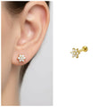 Gold Plated Crystal Flower Labret – Comfortable Flat Back Stud