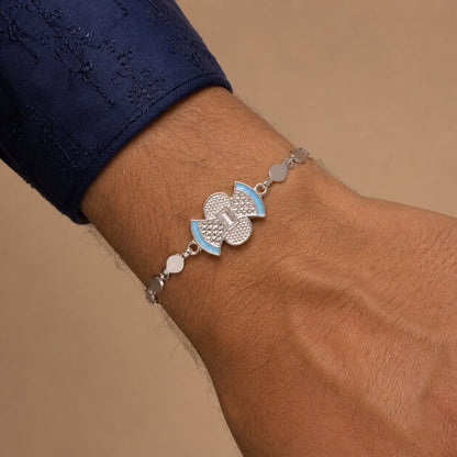 Stylish meenakari Silver Filigree Enamel Studded Petal Chain Rakhi
