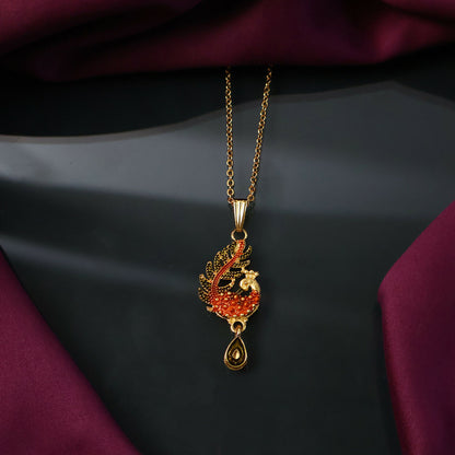 Graceful Peacock Motif Pendant Necklace with Chain for Women