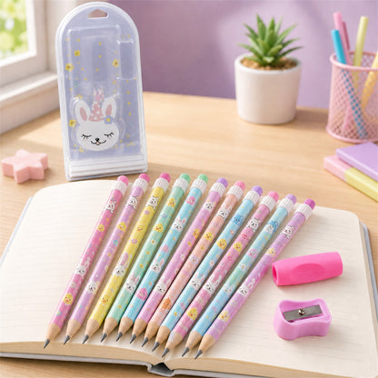 Kids Pencil Set – Cute Animal Design with Sharpener & Eraser | InkGlow
