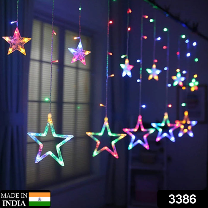 12 Stars LED Curtain String Lights with 8 Flashing Modes for Home Decoration, Diwali & Wedding LED Christmas Light Indoor and Outdoor Light ,Festival Decoration (Multicolor)