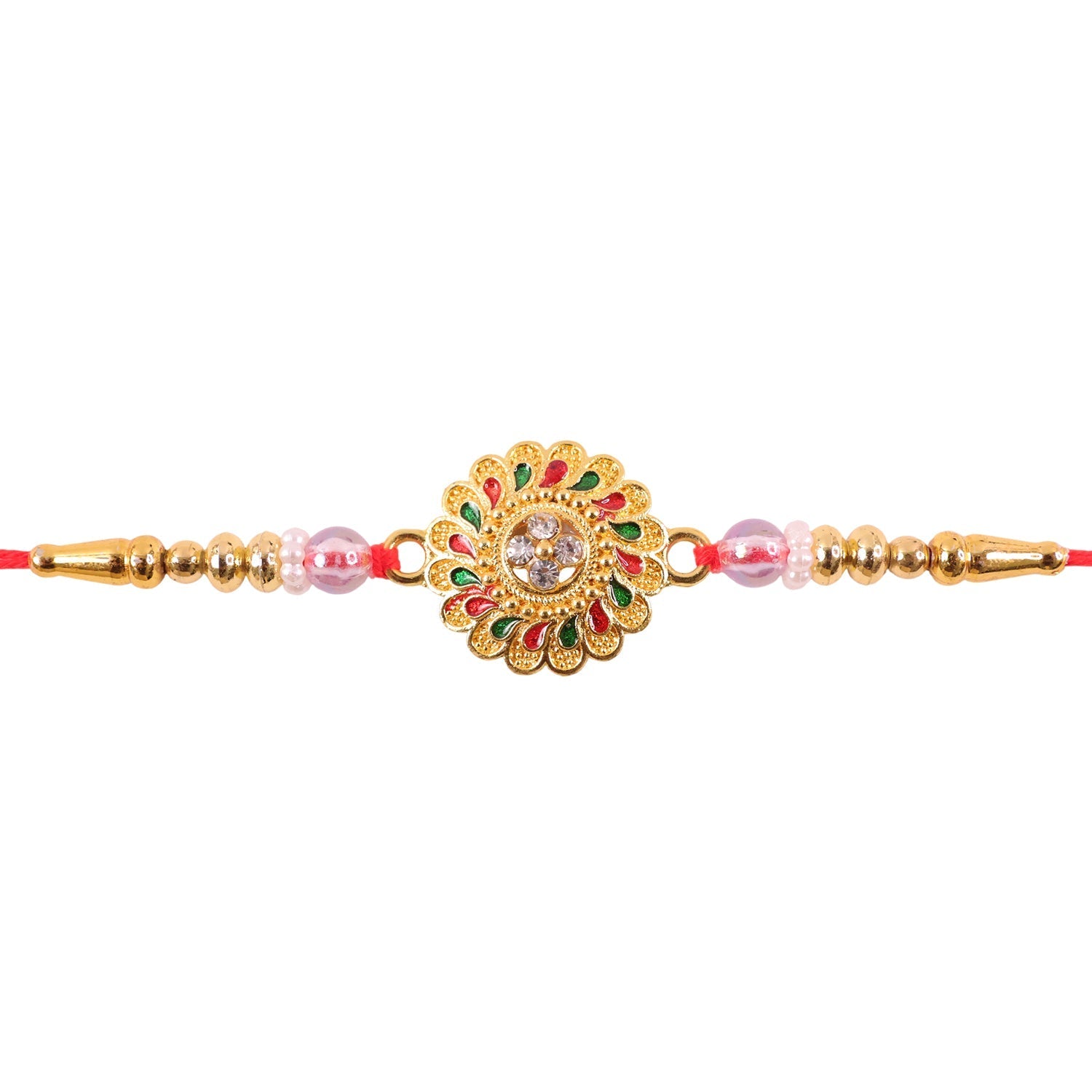 Floral Stone Beaded Rakhi for Brother Raksha Bandhan Gift (5pcs)