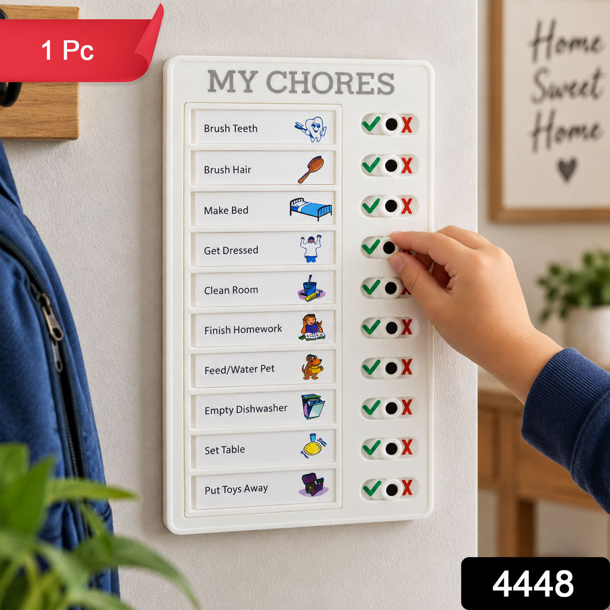 Chores Note Board for Home with Sliders to Track Daily Tasks (1 Pc)