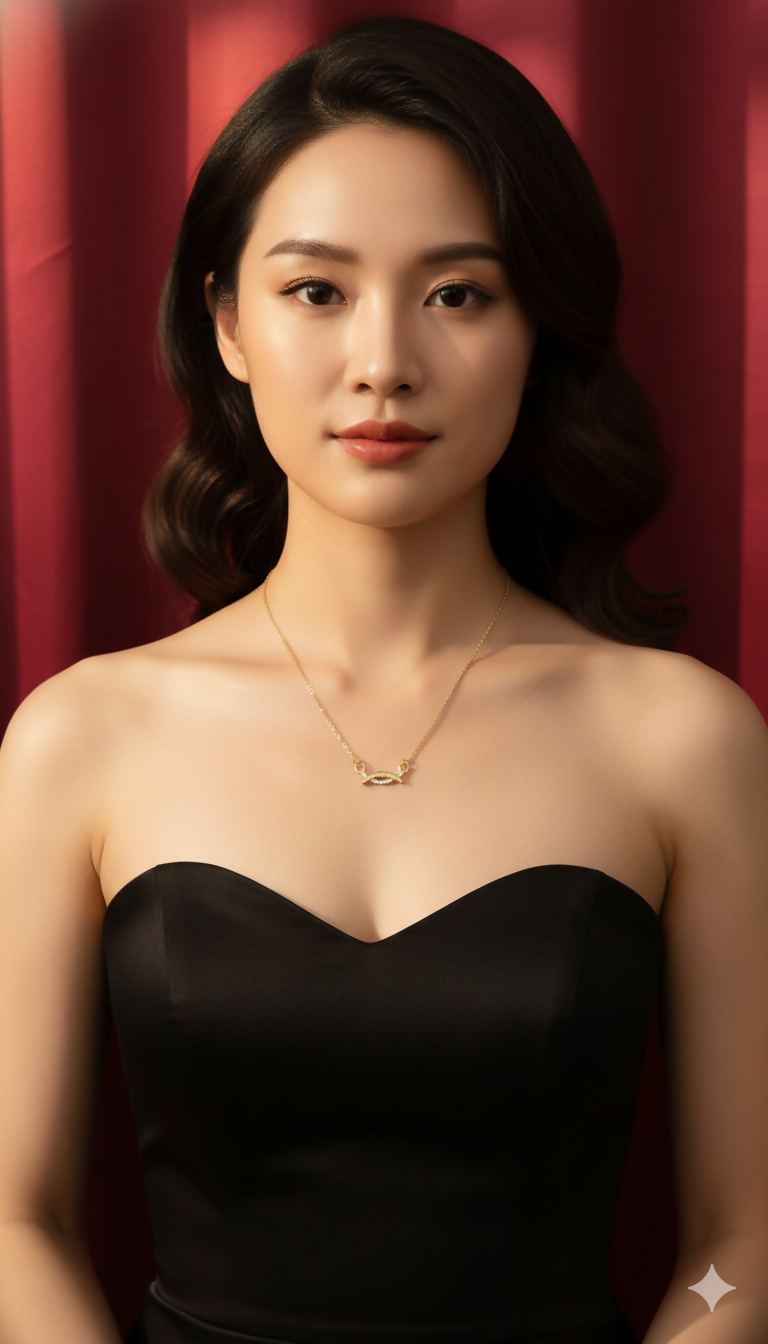 Elegant minimalist gold plated pendant necklace displayed on white background