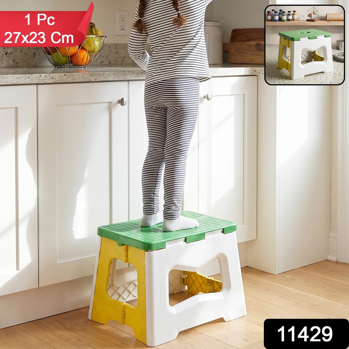 Heavy Duty Foldable Plastic Stool with Carry Handle for Home, Kitchen and Travel
