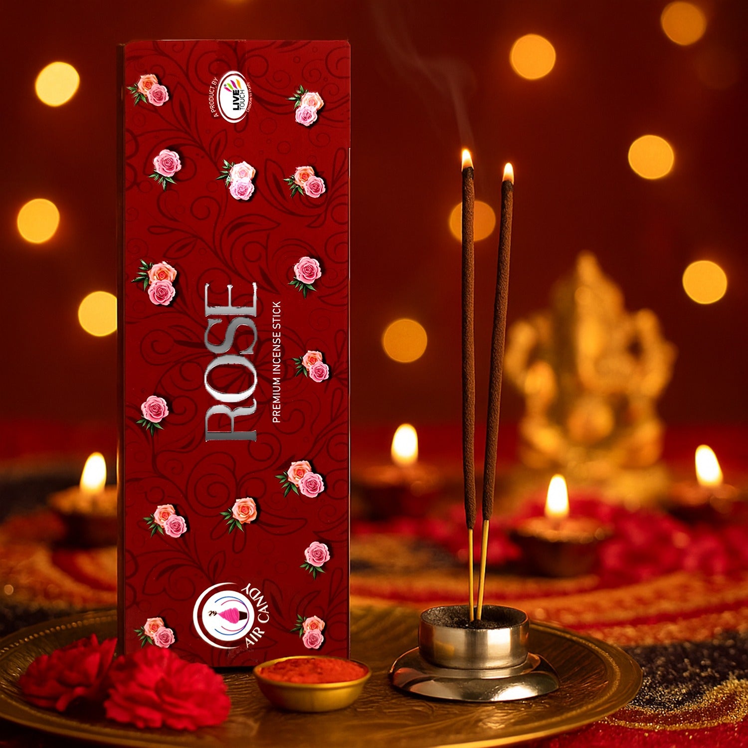 Rose Premium Masala Stick Agarbatti – Long Lasting Natural Fragrance (90gm)