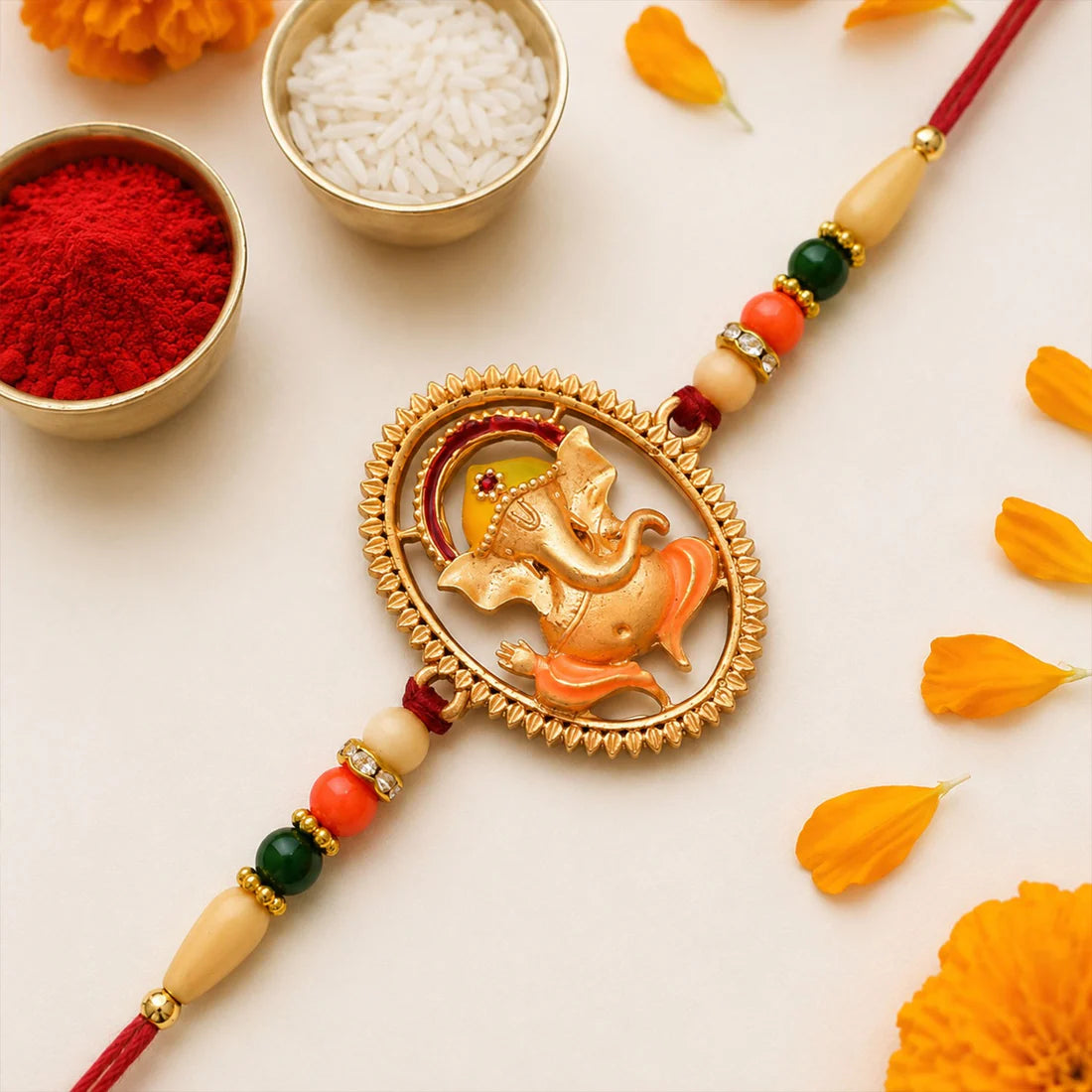Ganesha Rakhi – Elegant Designer Thread for Raksha Bandhan