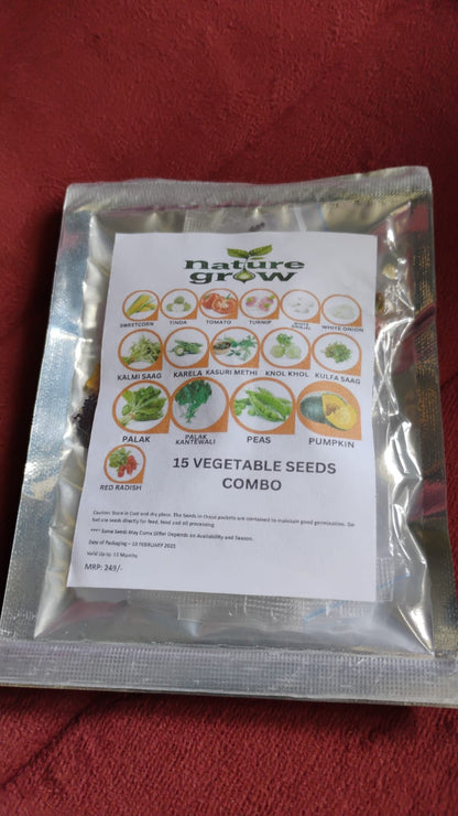 15 Varieties of Vegetable Seeds Combo (1 Pkt. / 15 Varieties)