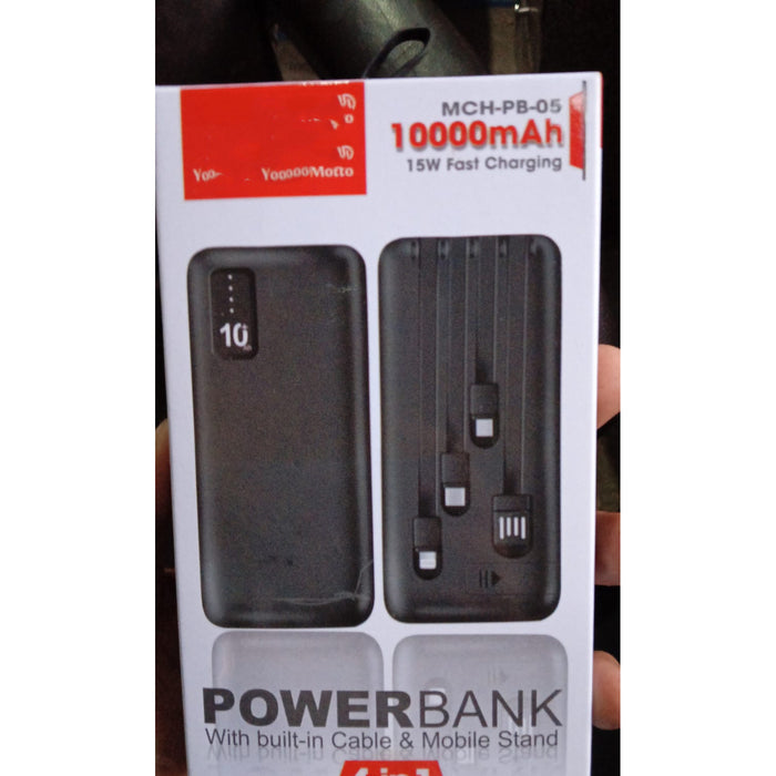 10000mAh, 12W फ़ास्ट चार्जिंग पावर बैंक 4 इन 1 USB के साथ मोबाइल होल्डर के साथ (1 पीस)