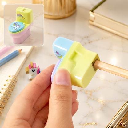 Toilet Pencil Sharpener – Fun Novelty with Eraser (2 Pc Set) | Writezo