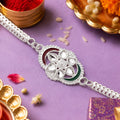 Tricolor Chain Link Rakhi – Stylish Silver Design for Brother