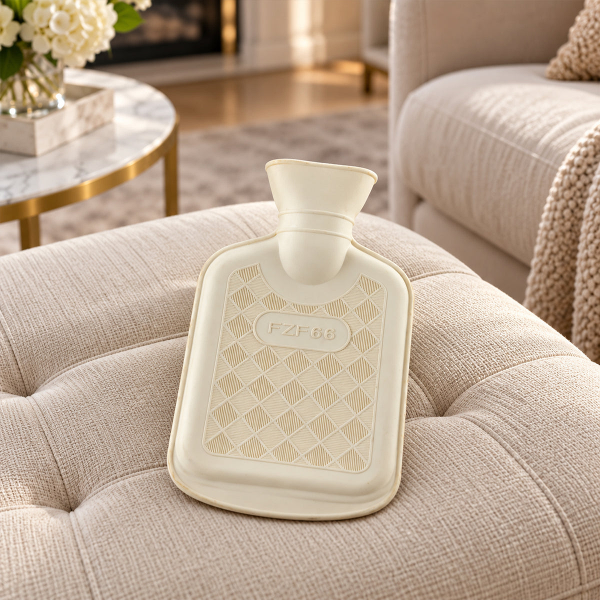 Rubber Hot Water Bag with Diamond Texture and Removable Screw Cap (1 Pc)