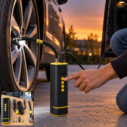 Portable Electric Car Tyre Air Pump with Digital Display and Light (1 Set)