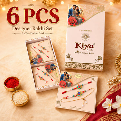 Bhaiya Bhabhi Peacock Meenakari Rakhi & Pearl Drop Lumba Combo