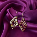 Gold Plated Diamond Shape Earrings – Modern & Lightweight | HV