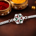 Silver Chain Rakhi – Elegant Flower Design for Brother
