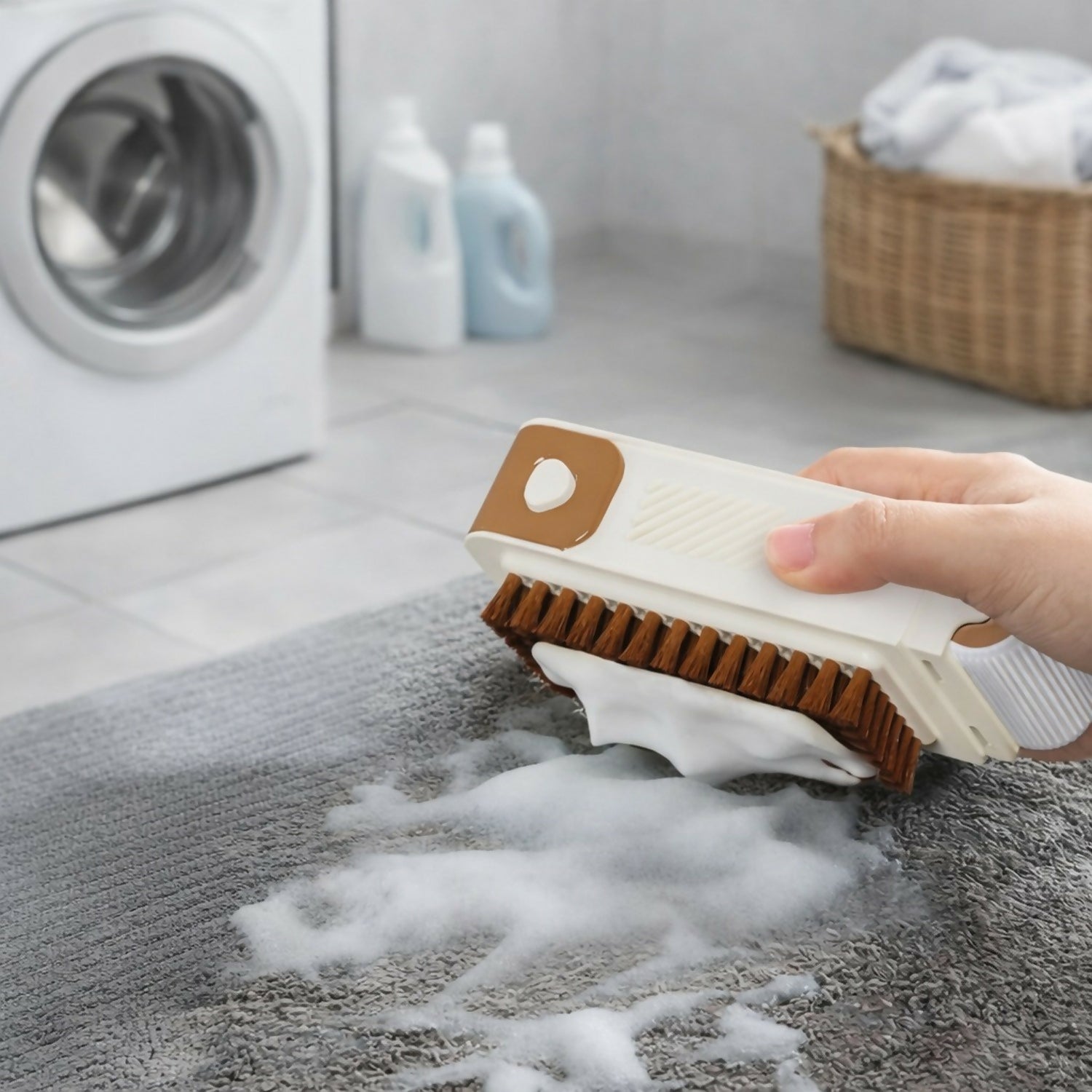 Manual Carpet & Sofa Cleaning Brush with Built-In Soap Dispenser