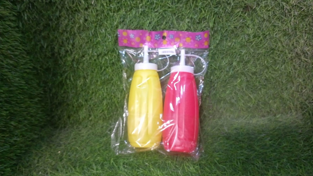 Plastic Squeeze Bottle Ketchup Mustard Honey Sauce Dispenser Bottle ( 2 Pc Set )