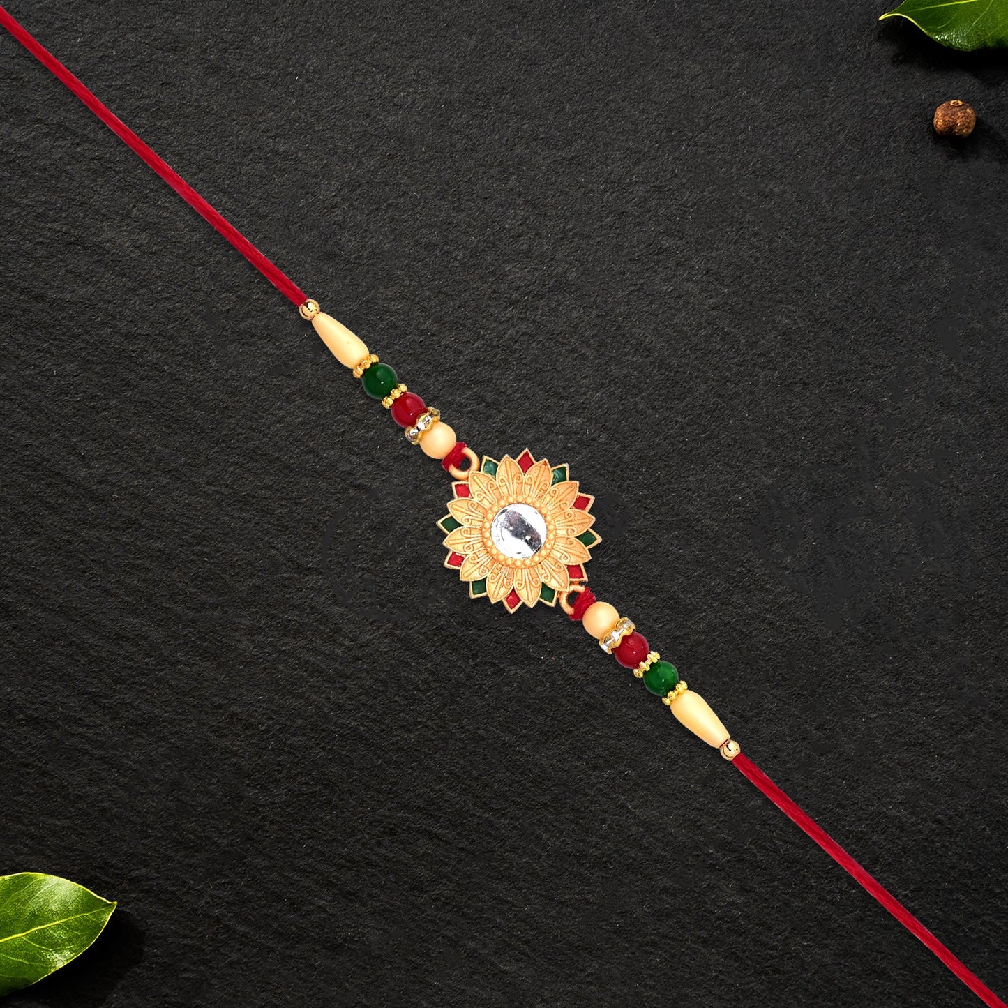 Floral Mirror Rakhi Traditional Brother Gift for Raksha Bandhan (5pcs)