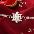 Turtle Rakhi Silver Finish with Enamel Highlights (5pcs)