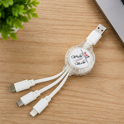 Retractable USB Charging Cable with Type-C, Micro USB and Lightning (3 in 1)