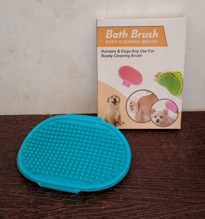 Dog Bath Brush Dog Grooming Brush, Pet Shampoo Bath Brush Soothing Massage Rubber Comb with Adjustable Ring Handle for Long Short Haired Dogs (1 Pc)
