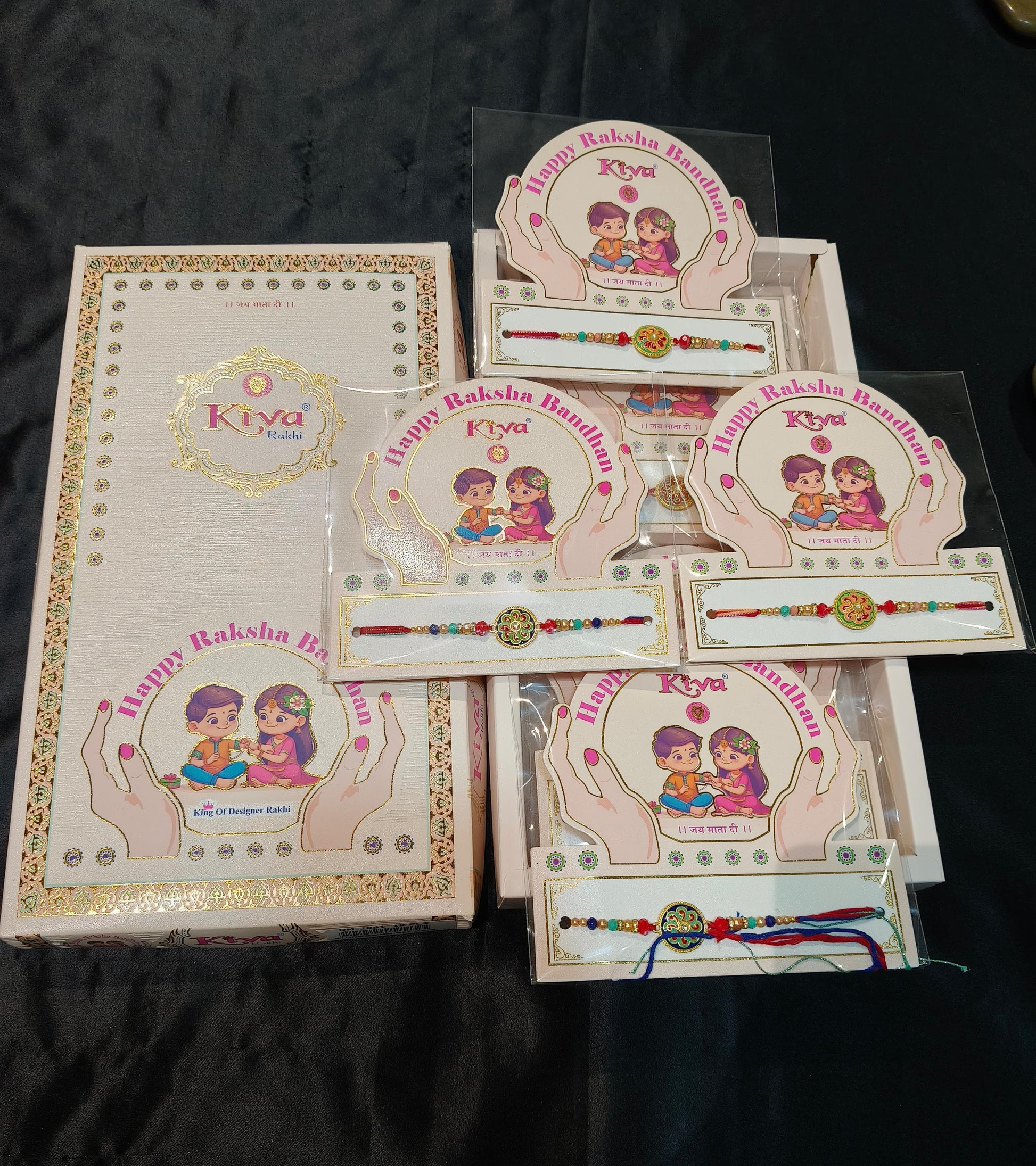 Royal Meenakari Rakhi with Multicolor Beads & Decorative Centerpiece (12 Pcs)