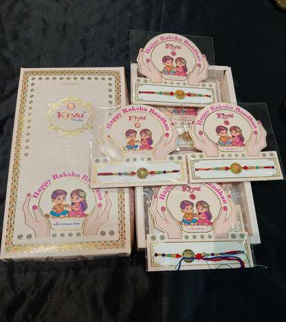 Royal Meenakari Rakhi with Multicolor Beads & Decorative Centerpiece (12 Pcs)