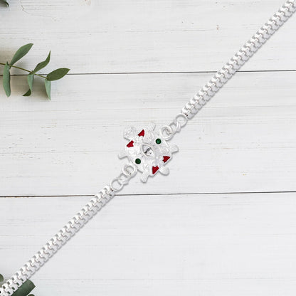 Turtle Rakhi Silver Finish with Enamel Highlights (5pcs)