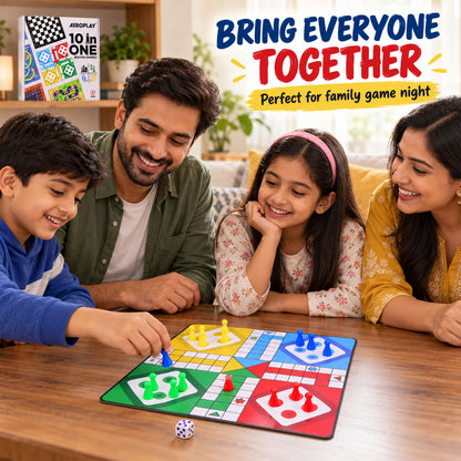 10 in 1 Board Games Set with Ludo, Chess and Snakes and Ladders (10 in 1)