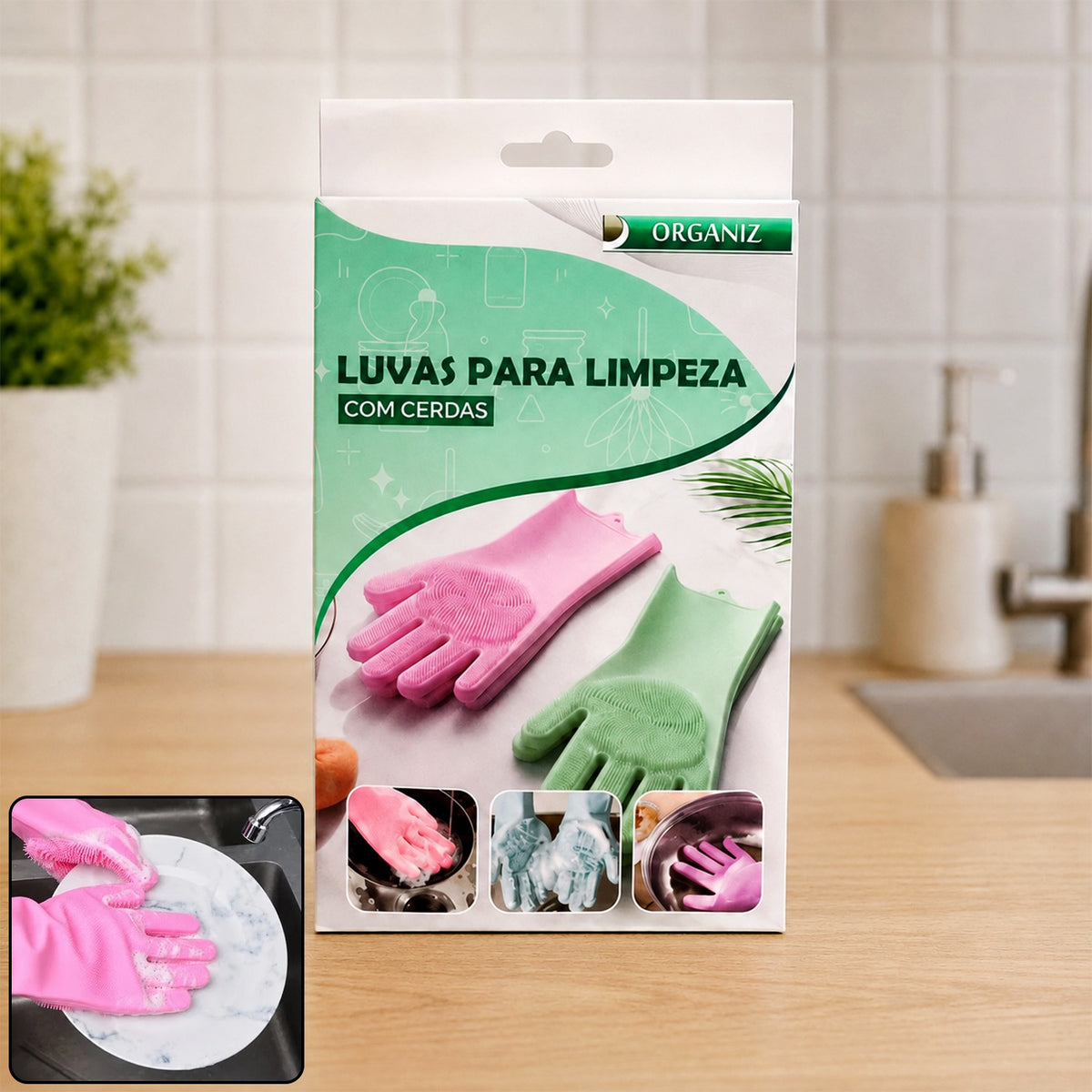 Reusable Scrubber Cleaning Gloves with Built In Bristles (1 Pair)
