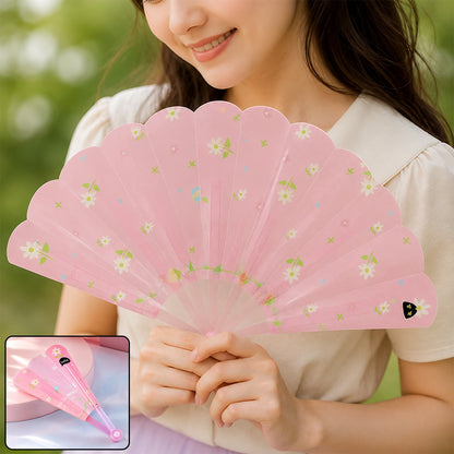Foldable Hand Fan for Women Floral Print Stylish Pocket Cooling (1 Pc)