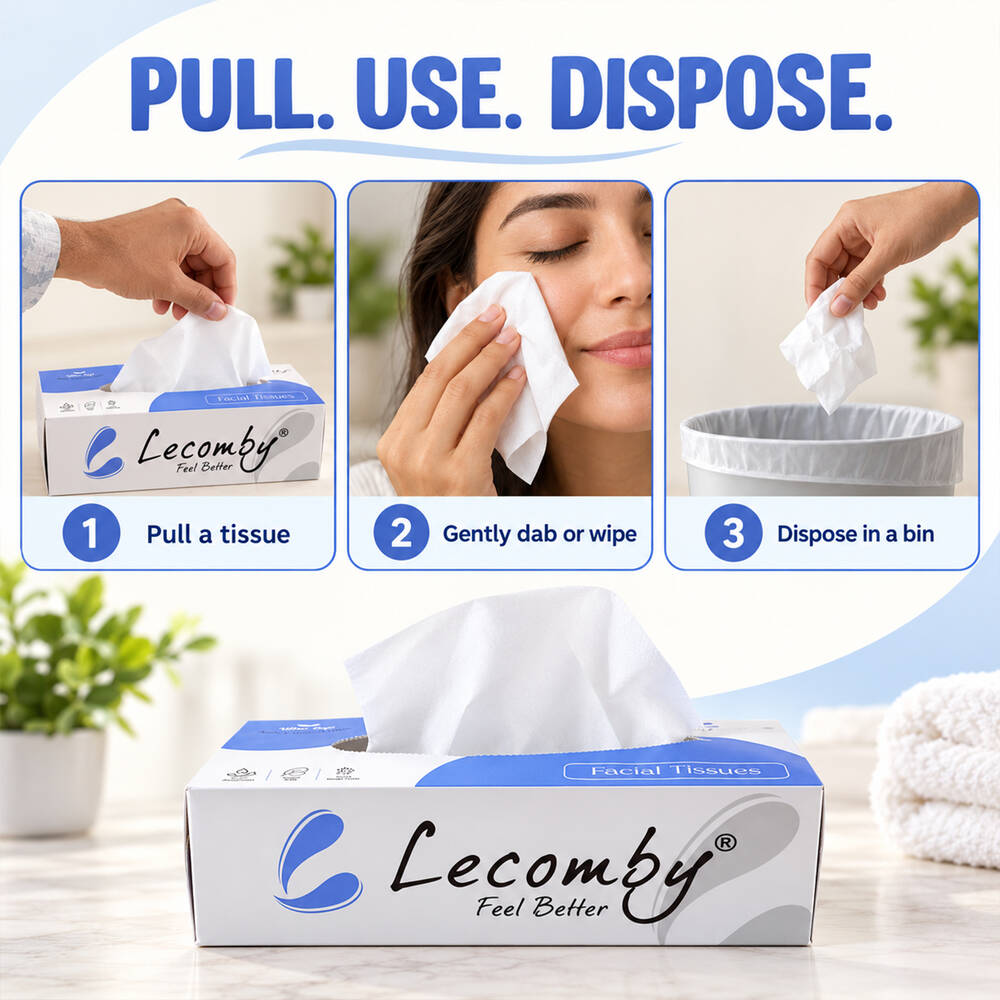 Soft Facial Tissue Paper Box, 2-Ply Pull-Out Tissues (1 Box)
