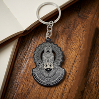 Khatu Shyam Ji Face Design Keychain with Metal Ring for Keys Bags and Everyday Use