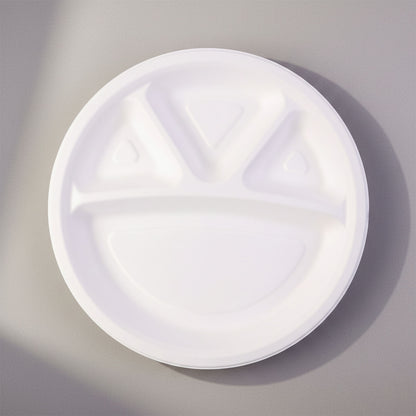 Vegnar 4 Compartment Disposable Food Serving Plate Set (10 Pc)