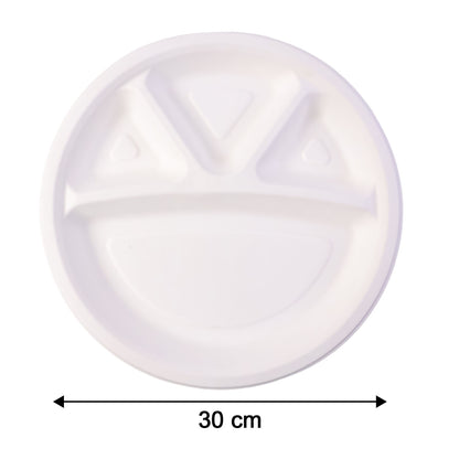 Vegnar 4 Compartment Disposable Food Serving Plate Set (10 Pc)