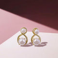 Korean Pearl Stud Earrings – Elegant Infinity Design