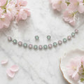 Elegant Pastel Stone American Diamond Necklace and Earrings Set for Women