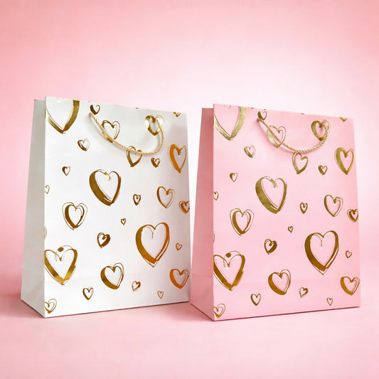 Heart Design Gift Paper Bag with Handle 1 Piece