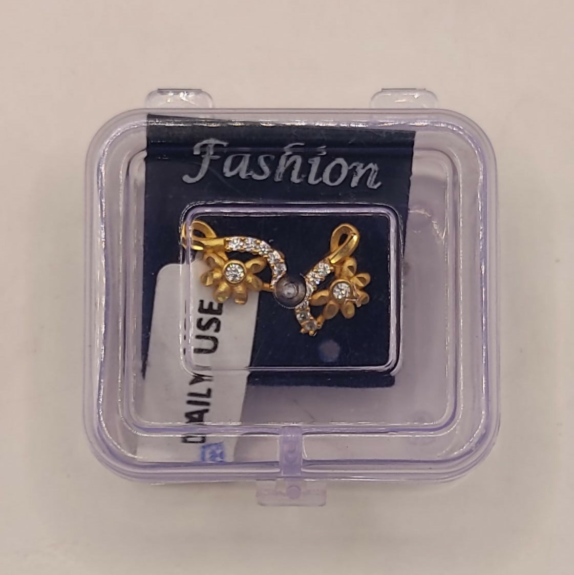 Gold Plated Floral S-Curve Stud Earrings with AD for women and girls