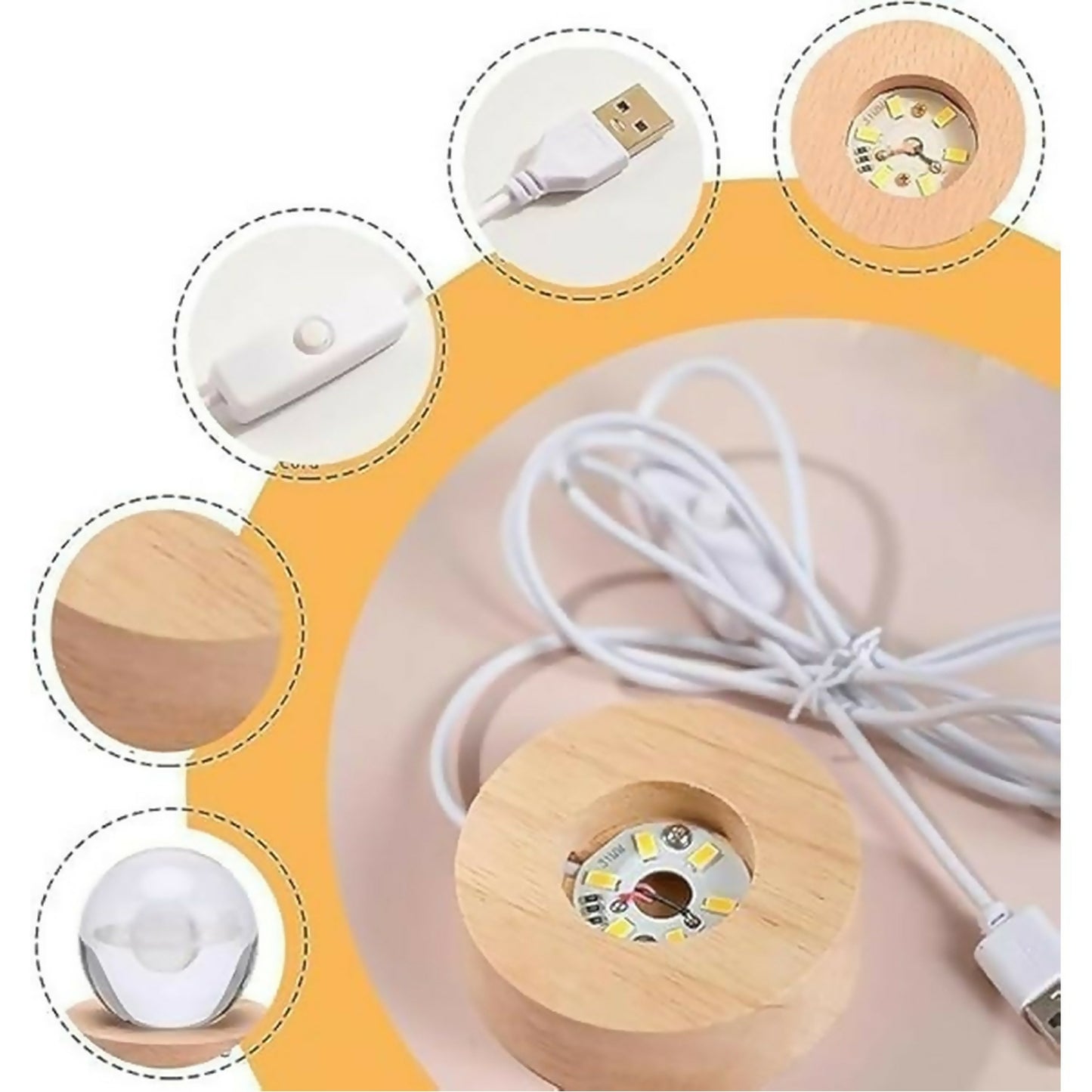 Premium LED Crystal Globe Swing radha krishna Night Lamp | 3D Laser-Engraved Glass Ball Light on Wooden Base | Warm Ambient Light for Bedroom, temple & Gifting