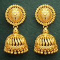 Gold Plated Jhumka Earrings – Traditional Ethnic Temple Design