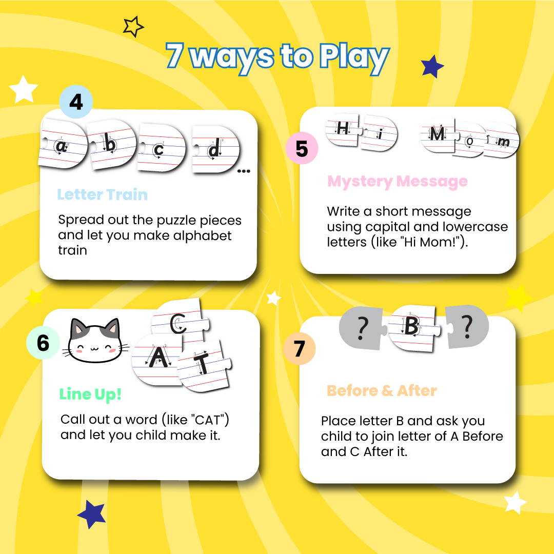 Capital and Small Letter Matching Puzzle - Ages 3+ (52 cardboard puzzle pieces) Find & Match series