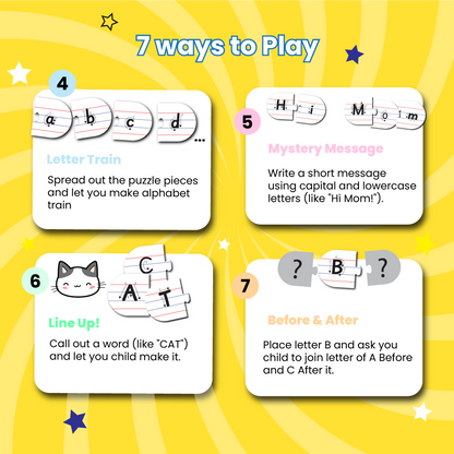 Capital and Small Letter Matching Puzzle - Ages 3+ (52 cardboard puzzle pieces) Find & Match series