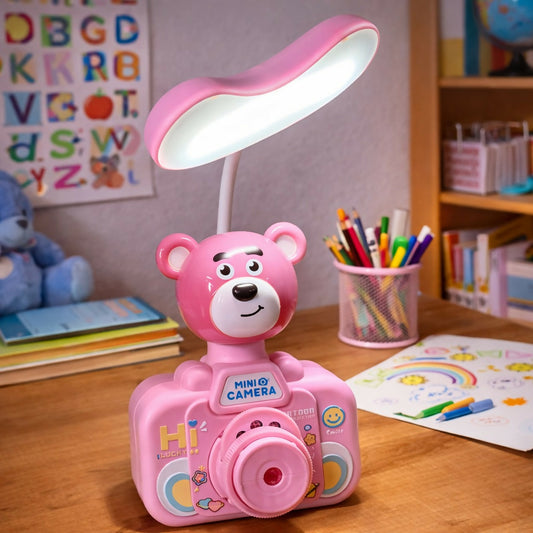 Cute Bear LED Desk Lamp with Pen Holder for Kids Study Table