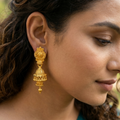 Ethnic Gold Plated Double Jhumki Earrings – Traditional Elegance for Festive Looks