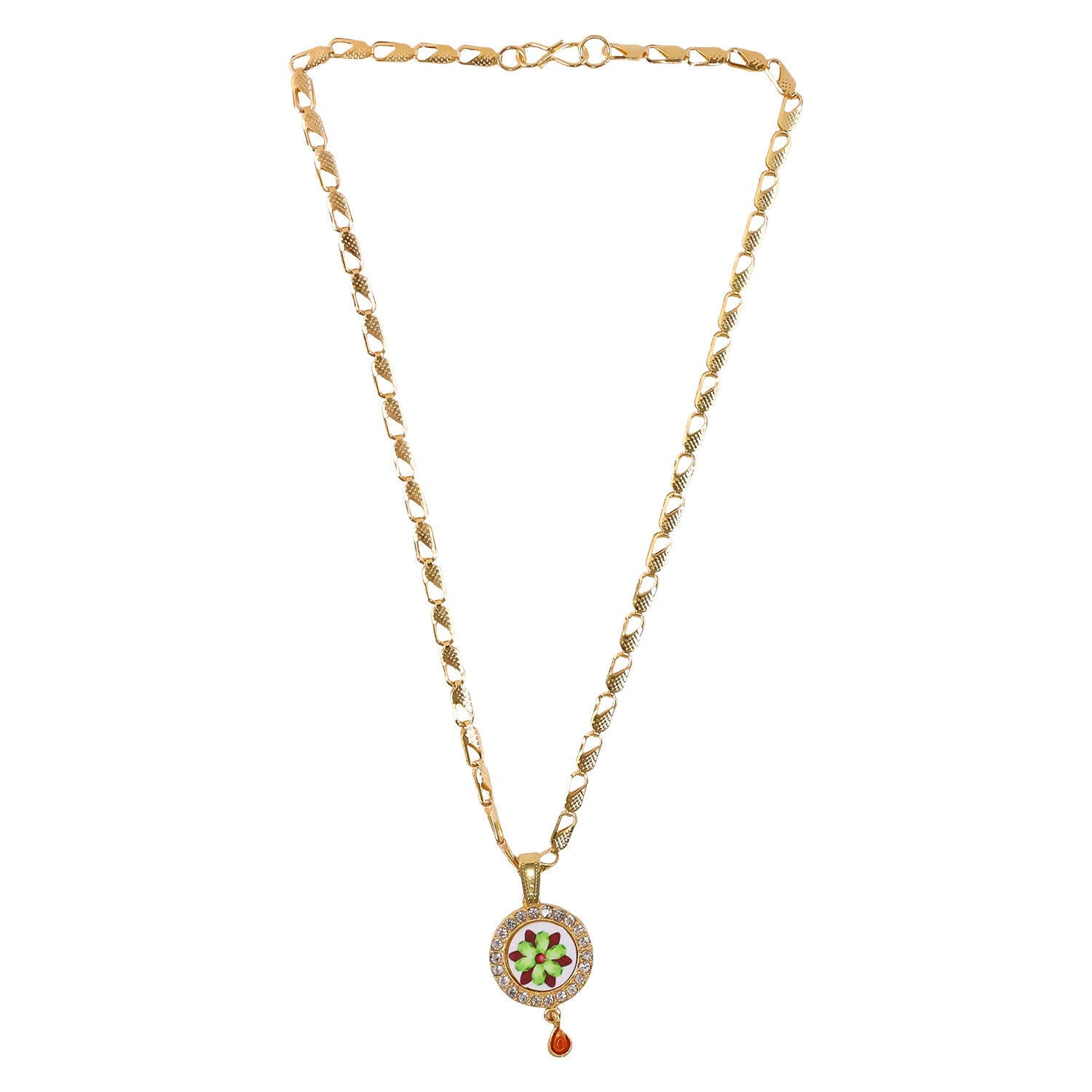 Elegant Gold Plated Pendant Necklace with Floral Design