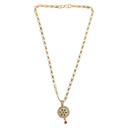 Elegant Gold Plated Pendant Necklace with Floral Design
