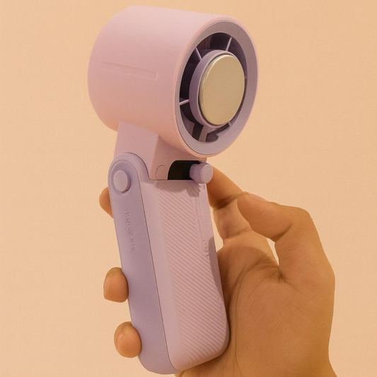 Rechargeable Handheld Electric Fan with Adjustable Speed | Portable Mini USB Fan for Travel, Office, and Home | Foldable Cooling Fan with Strong Airflow and Quiet Operation (Pastel Pink)