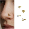 Gold Plated Clover Labret Nosepin Stud – Combo Pack of 4